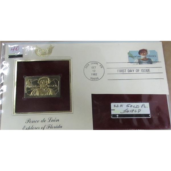 EXPLORER OF FLORIDA 22 KT GOLD SHIELD STAMP