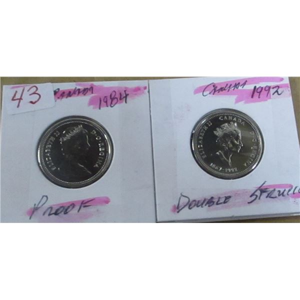 1984 & 1992 PROOF DOUBLE STRUCK CAMEO CANADA QUARTERS