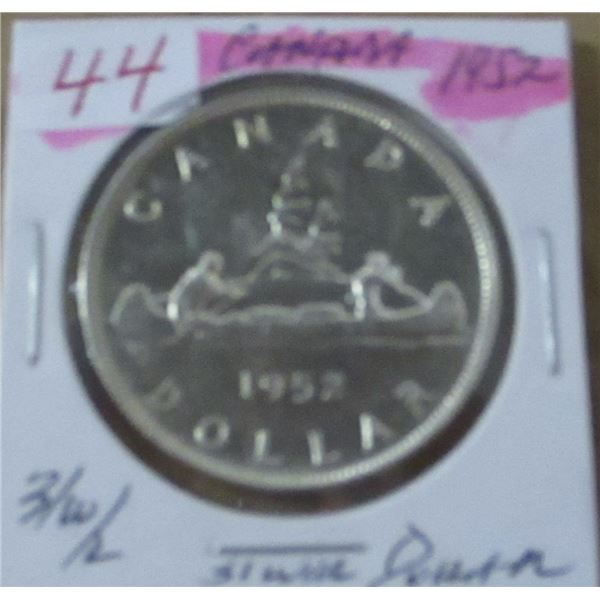 1952 (3 WATERLINE) CANADA SILVER DOLLAR