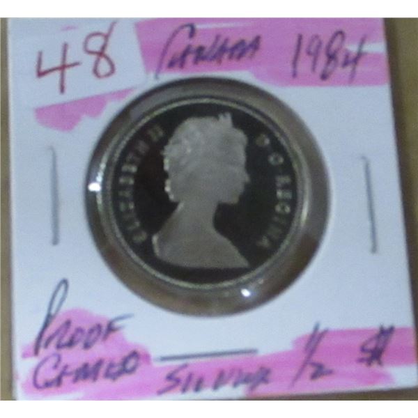 1984 PROOF CAMEO CANADA SILVER HALF DOLLAR