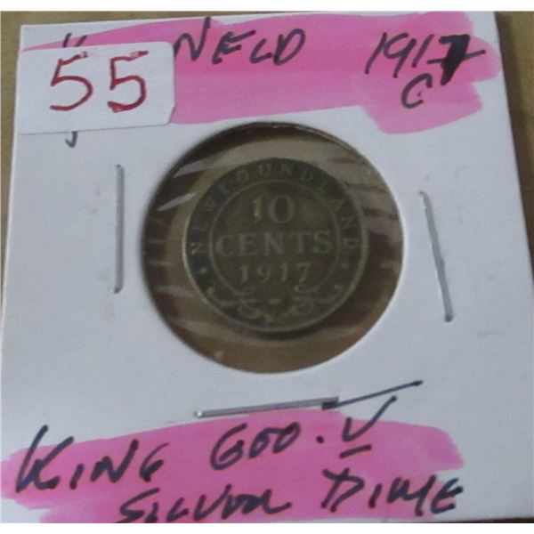 1917C NEWFOUNDLAND KING GEORGE V SILVER DIME
