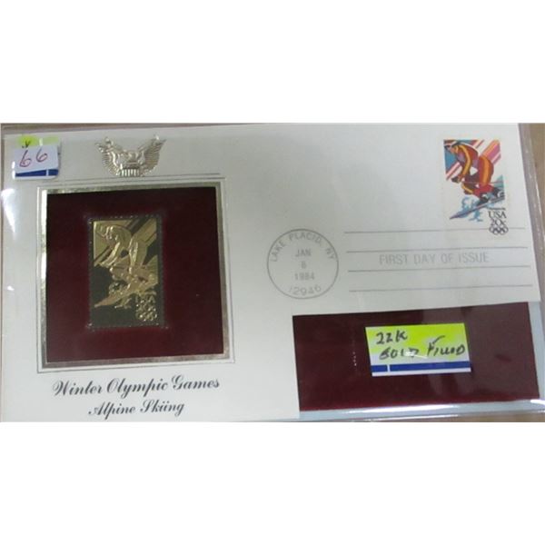 WINTER OLYMPIC GAMES 22 KARAT GOLD SHIELD STAMP