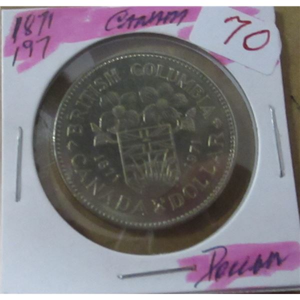 1871 - 1971 BRITISH COLUMBIA CANADA DOLLAR