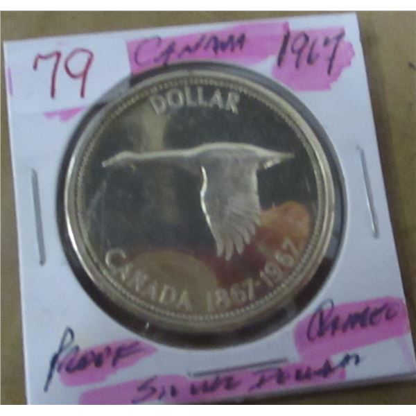 1967 PROOF CAMEO CANADA SILVER DOLLAR (FROM 1967 GOLD SET)