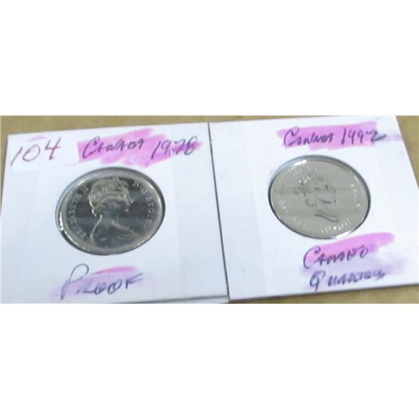 1978 - 1992 CANADA PROOF CAMEO QUARTERS