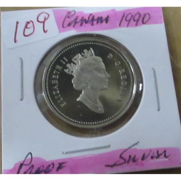1990 PROOF CANADA SILVER DOLLAR