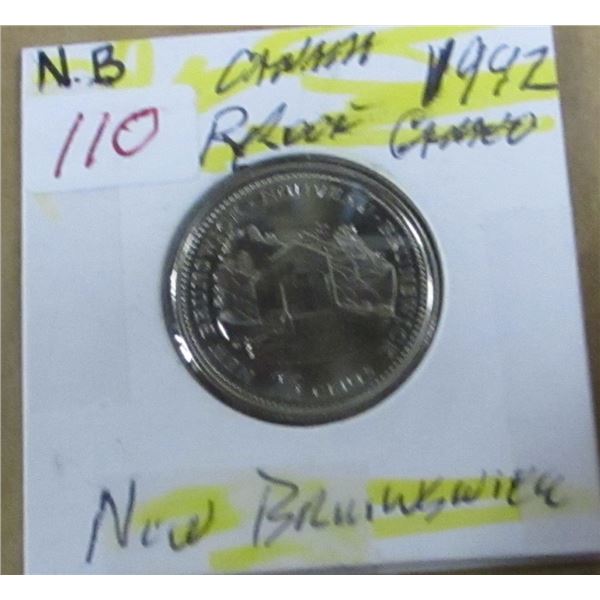 1992 PROOF CAMEO NEW BRUNSWICK QUARTER