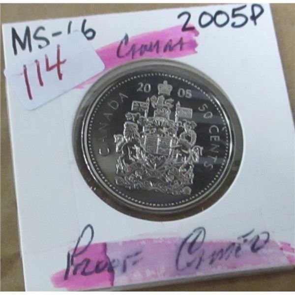 2005 PROOF CAMEO CANADA HALF DOLLAR
