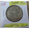 Image 1 : 1954 CANADA SILVER HALF DOLLAR