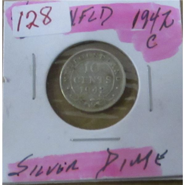1942C NEWFOUNDLAND SILVER DIME