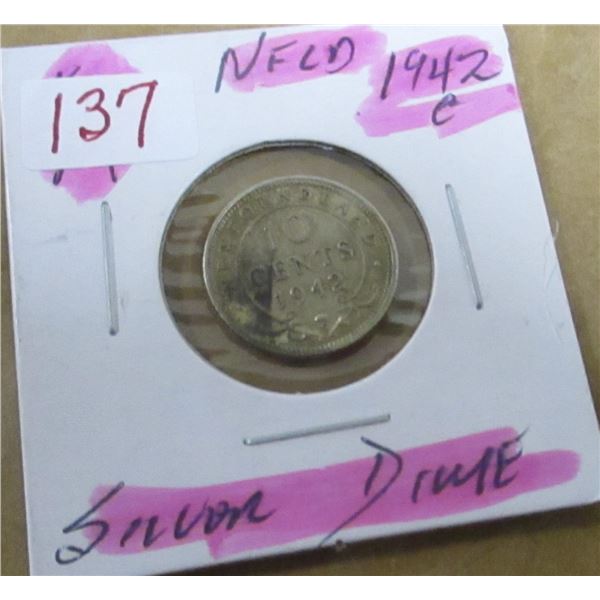 1942C NEWFOUNDLAND SILVER DIME