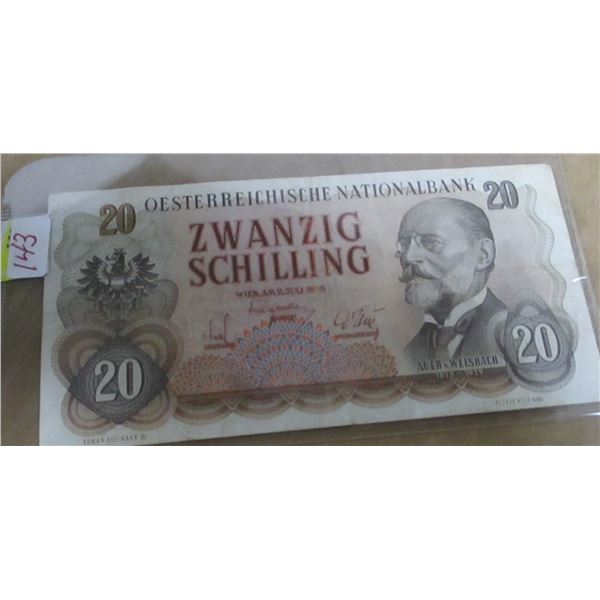 OESTERREICHISCHE NATIONAL BANK 20 SCHILLING