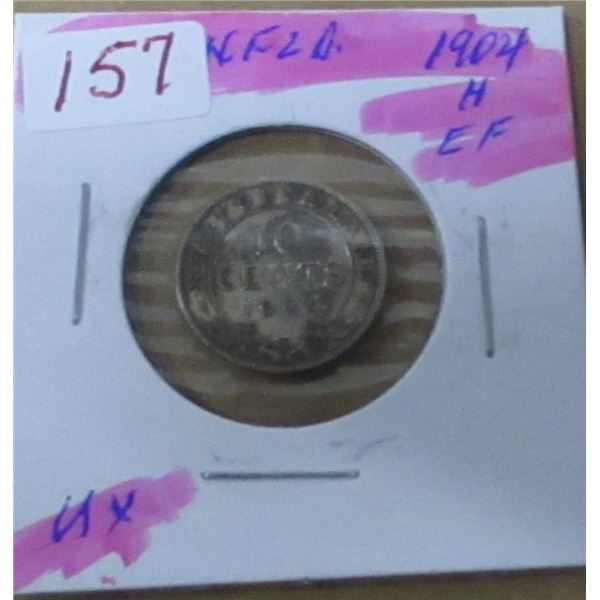 1904H/EF NEWFOUNDLAND SILVER DIME