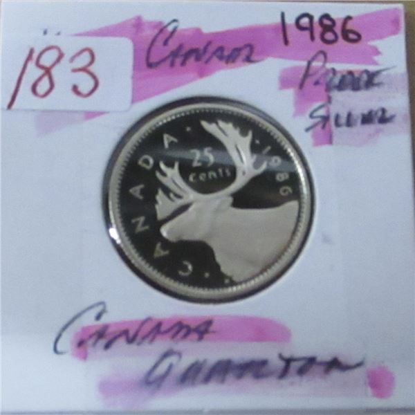 1986 PROOF CAMEO SILVER QUARTER