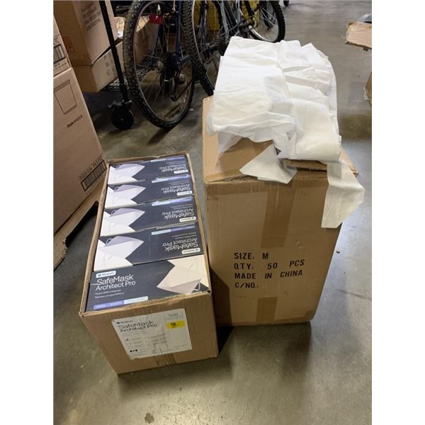 CASE OF 500 MASKS AND CASE OF 50 COVERALL EXPRESS GOWNS