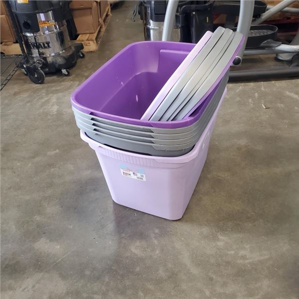 6 STORAGE TOTES WITH LIDS