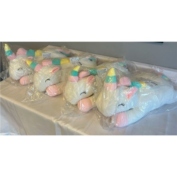 4 NEW UNICORN PLUSH PILLOWS WITH 3 BABY UNICORNS