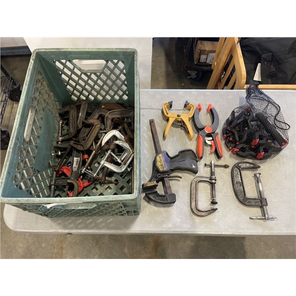 CRATE OF VARIOUS CLAMPS