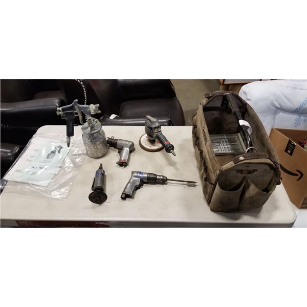 AIR SANDERS, DIE GRINDER ETC IN HUSKY TOOL BAG