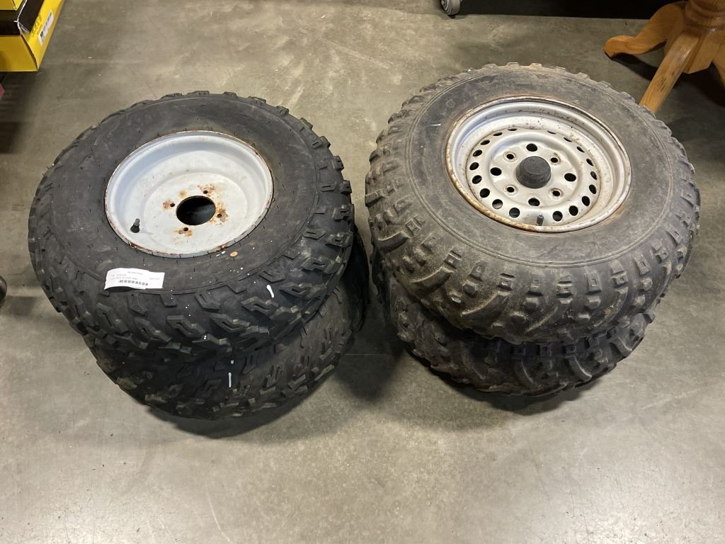 4 ATV TIRES ON STEEL RIMS