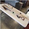 Image 1 : ANTIQUE SHOVELS AND PICK WITH RAKES