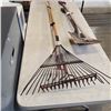 Image 3 : ANTIQUE SHOVELS AND PICK WITH RAKES