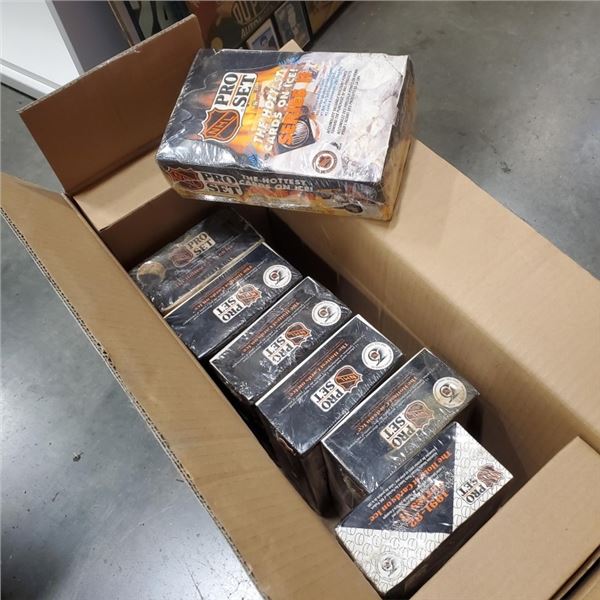 7 SEALED BOXES OF 1990 PROSET CARDS POSSIBLY CONTAINING HOLOGRAM STANLEY CUP CARD IF GRADED PSA 10 I
