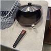 Image 3 : KITCHENAID DISH RACK AND 2 WOLL REMOVABLE HANDLE FRY PAN/SAUCEPANS.