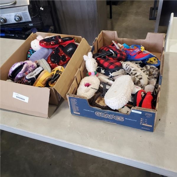 2 BOXES OF VARIOUS SLIPPERS