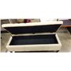 Image 2 : MOES HOME COLLECTION 55 INCH BEIGE TUFTED ROLLING STORAGE BENCH