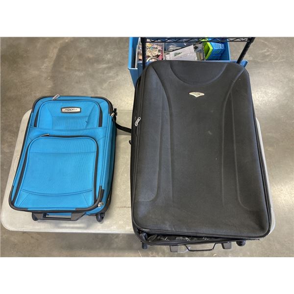 BLACK ROLLIUNG SUITCAE AND BLUE 2PC SUITCASE SET