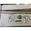 Image 2 : 2 FLY FISHING RODS, 2 VINTAGE SPIN CASRT RODS AND ASSORTED TACKLE AND LINE