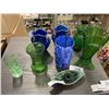 Image 1 : LOT OF BLUE AND GREEN GLASS COLLECTIBLES