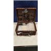 Image 1 : WICKER PICNIC BASKET FOR 2 - GLASS WINEGLASSES, CERAMIC PLATES, CUTLERY, SALT & PEPPER SHAKERS, CORK