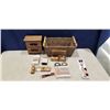 Image 1 : MR MOUSTACHE 2 DRAWER MANGO WOOD BEARD KIT WITH 2 BEARD BALMS, BEARD OIL, 2 BEARD BRUSHES, BEARD SHA