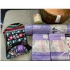 Image 2 : PURPLE YOGA BASKET WITH TPE YOGA MAT, TPE/PC YOYA WHEEL, 2 POE YOUGA BLOCKS, BAG, THERAPY BALL, STRA