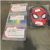 Image 1 : 3 NEW 36PC DUAL TIP WATERCOLOR MARKERS WITH FINE AND BRUSH TIPS, AND SPIDERMAN KIDS BACKPACK