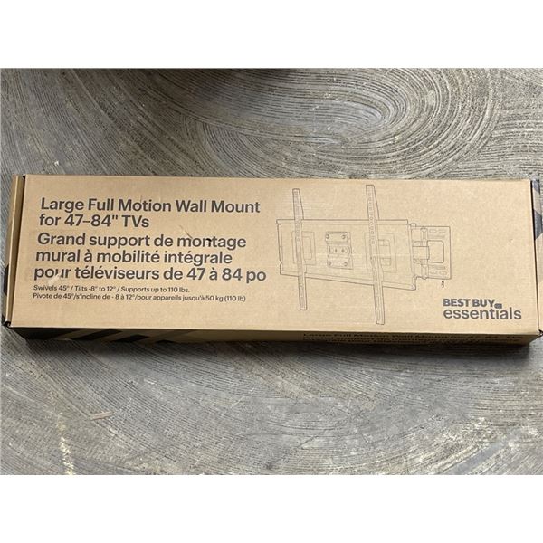 BEST BUY ESSENTIALS TILTING 47"-84" TV WALL MOUNT, RETAIL $69