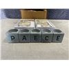 Image 2 : ONYX STONE TEALIGHT CANDLE HOLDERS (2 SETS OF 3) AND SOAPSTONE PEACE TEALIGHT SET, RETAIL $94