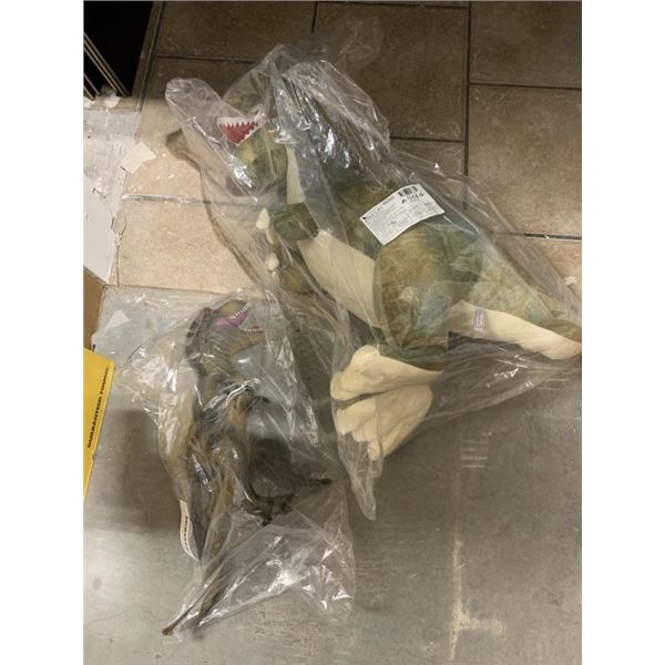 NEW GIANT 30 INCH T-REX PLUSH TOY, AND NEW 18 INCH SOFT PLASTIC T-REX TOY