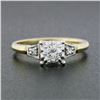Image 2 : Vintage 14k TT Gold Illusion Prong Round Diamond Three 3 Stone Engagement Ring