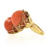 Image 6 : Vintage 14K Gold 12.4mm Ball Orange Coral Handmade Wire Basket Large Bypass Ring