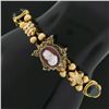 Image 1 : Antique 14K+ Gold 7" Agate Cameo Multi Shape Repousse Work Slide Charm Bracelet