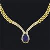 Image 4 : 14k Gold 4.17 ctw Pear Amethyst & Diamond Chevron "V" Panther Link Chain Necklac
