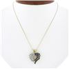 Image 1 : 14k Yellow Gold 1.08 ctw Diamond & Sapphire Cluster Open Heart Pendant & 21" Cha