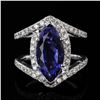 Image 3 : 4.03 ctw Tanzanite and 0.87 ctw Diamond 18K White Gold Ring