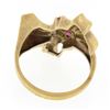 Image 6 : Vintage Retro 10k Yellow Gold Round Brilliant Red Stone Polished Bow Ribbon Ring
