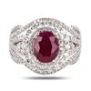 Image 1 : 2.39 ctw BURMESE Ruby and 1.12 ctw Diamond Platinum Ring (GIA CERTIFIED)
