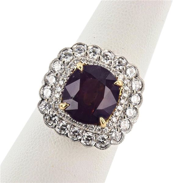 5.88 ctw UNHEATED Pink Purple KASHMIR Sapphire and 1.58 ctw Diamond 18K White an