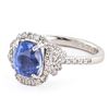 Image 2 : 2.50 ctw UNHEATED Violetish Blue Sapphire and 0.50 ctw Diamond Platinum Ring (GI